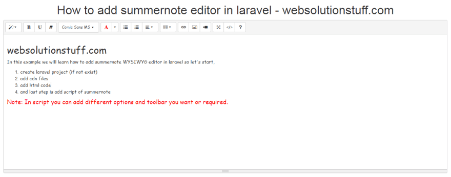 How To Add Summernote Editor In Laravel